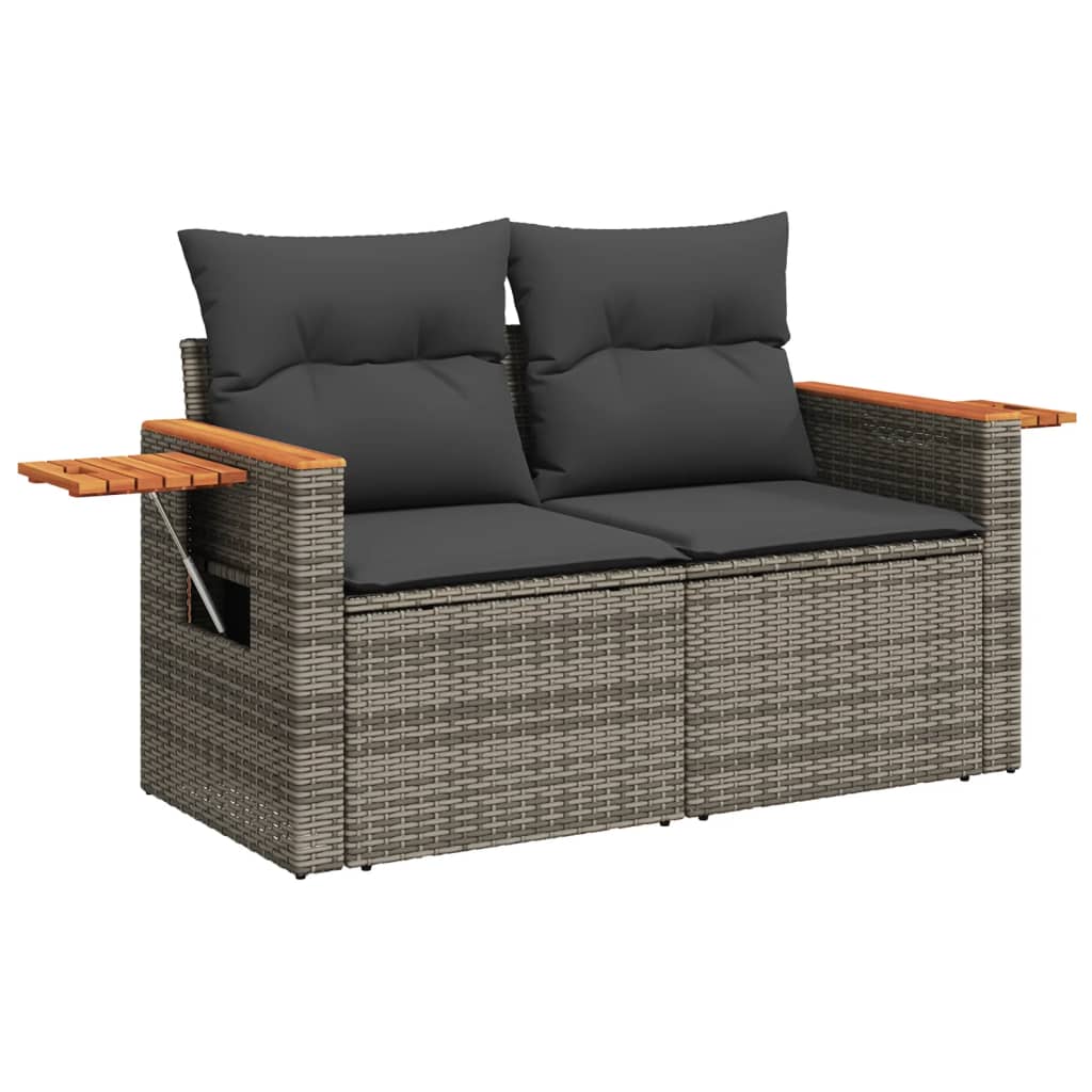 11 részes szürke polyrattan kerti ülőgarnitúra párnákkal 7