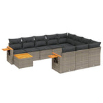 11 részes szürke polyrattan kerti ülőgarnitúra párnákkal 2