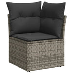 11 részes szürke polyrattan kerti ülőgarnitúra párnákkal 4