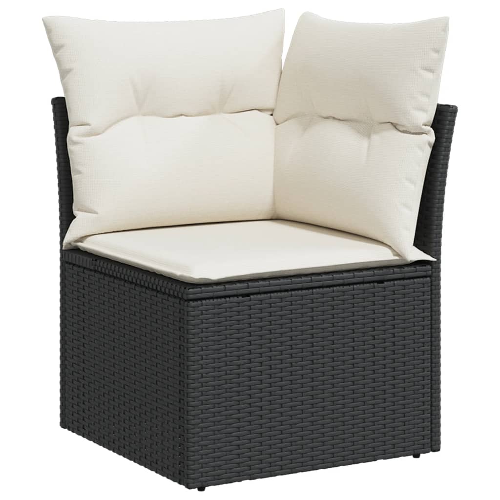 10 részes fekete polyrattan kerti ülőgarnitúra párnákkal 4
