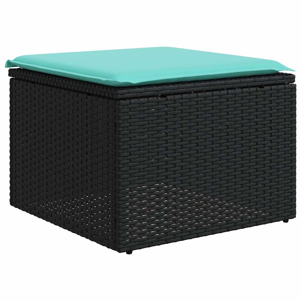 7 db fekete polyrattan kerti kanapégarnitúra párnákkal 5
