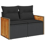 10 részes fekete polyrattan kerti ülőgarnitúra párnákkal 3