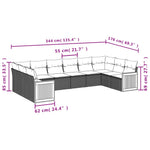 10 részes fekete polyrattan kerti ülőgarnitúra párnákkal 7