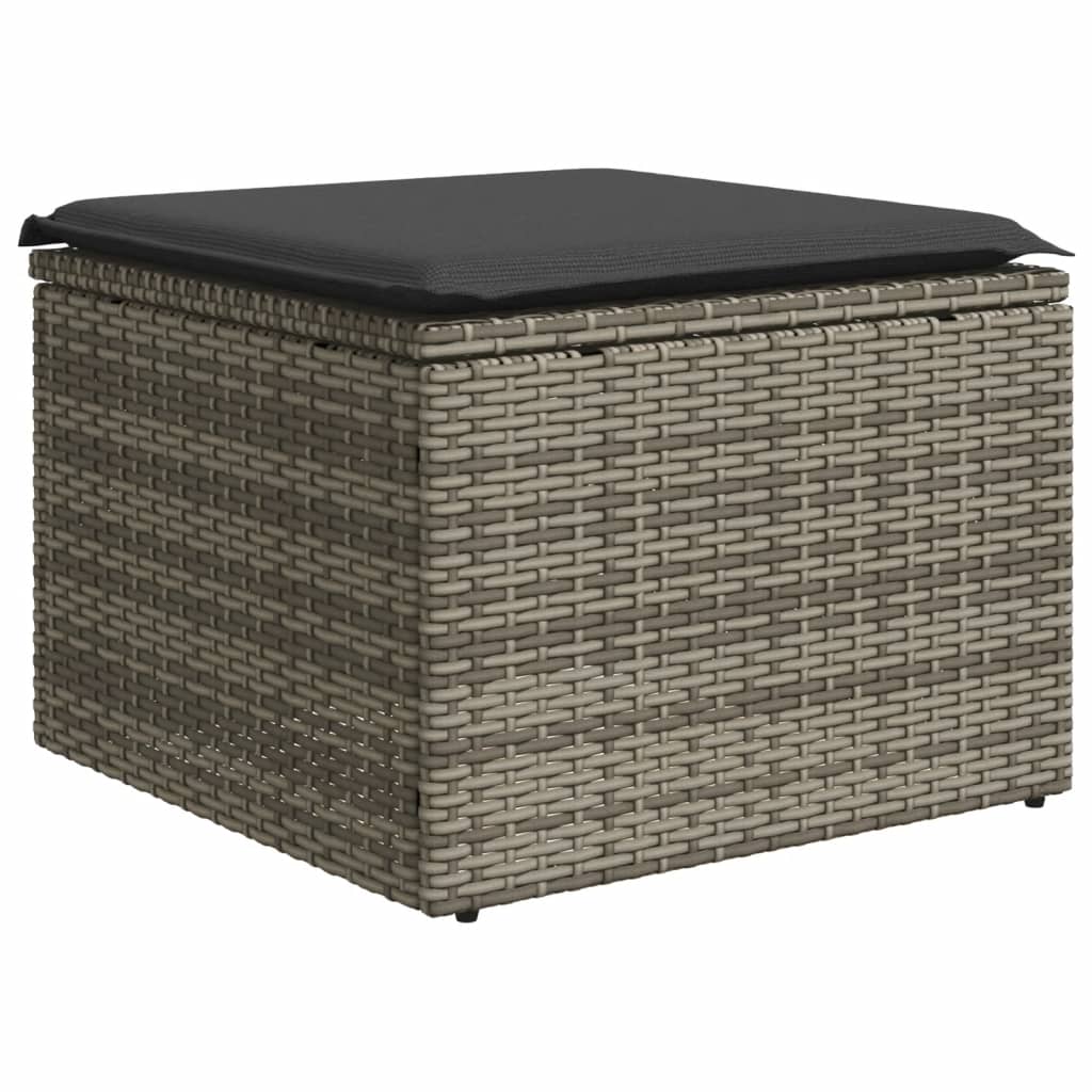 10 részes szürke polyrattan kerti ülőgarnitúra párnákkal 6