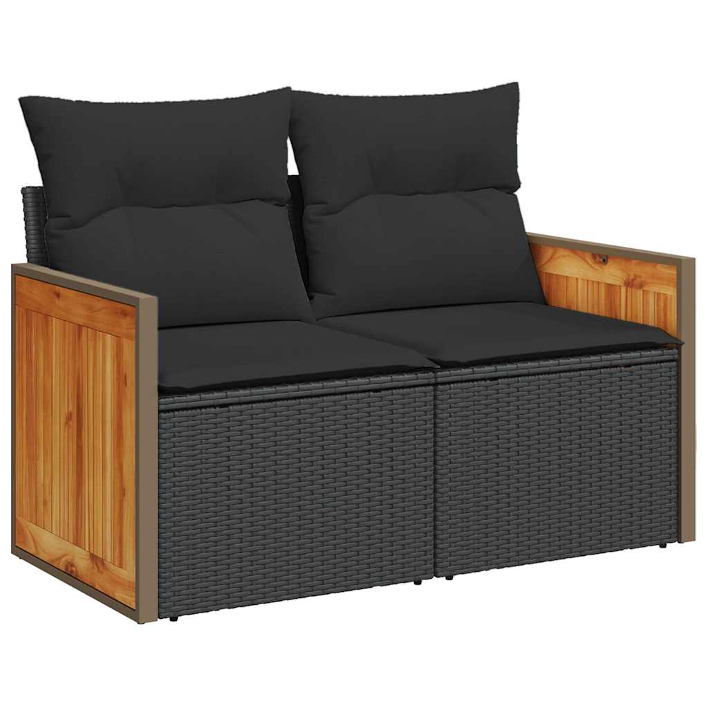 13 részes fekete polyrattan kerti ülőgarnitúra párnákkal 6