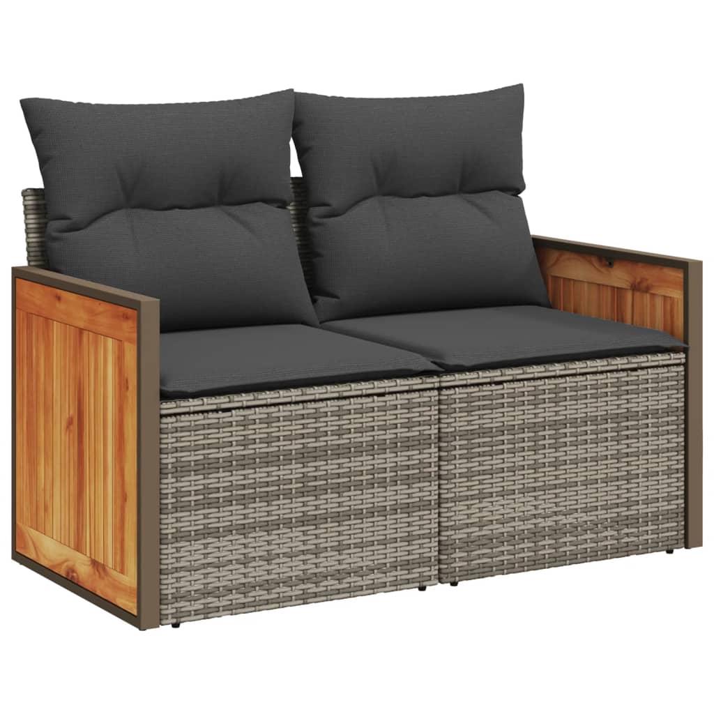 8 részes szürke polyrattan kerti ülőgarnitúra párnákkal 3