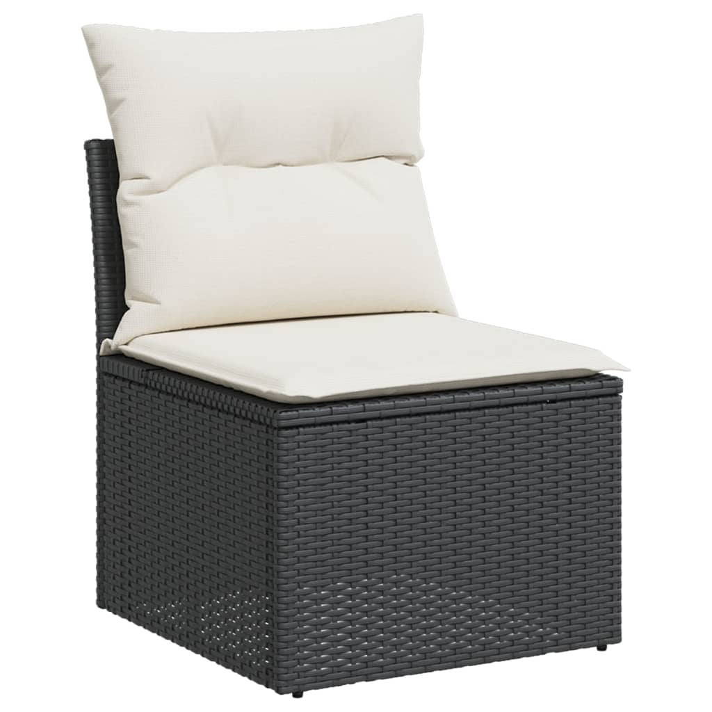 11 részes fekete polyrattan kerti ülőgarnitúra párnákkal 5
