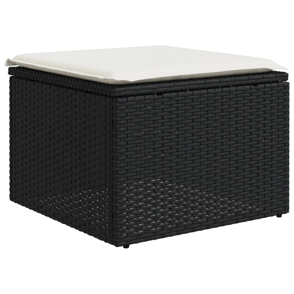 11 részes fekete polyrattan kerti ülőgarnitúra párnákkal 6