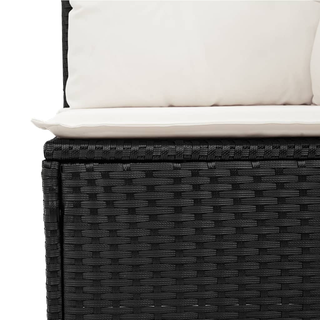 11 részes fekete polyrattan kerti ülőgarnitúra párnákkal 8