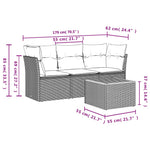 4 részes fekete polyrattan kerti ülőgarnitúra párnákkal 3