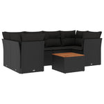 7 részes fekete polyrattan kerti ülőgarnitúra párnával 2