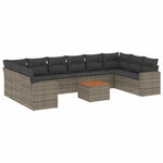 11 részes szürke polyrattan kerti ülőgarnitúra párnákkal 2
