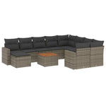 11 részes szürke polyrattan kerti ülőgarnitúra párnákkal 2