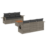 7 részes szürke polyrattan kerti ülőgarnitúra párnákkal 2