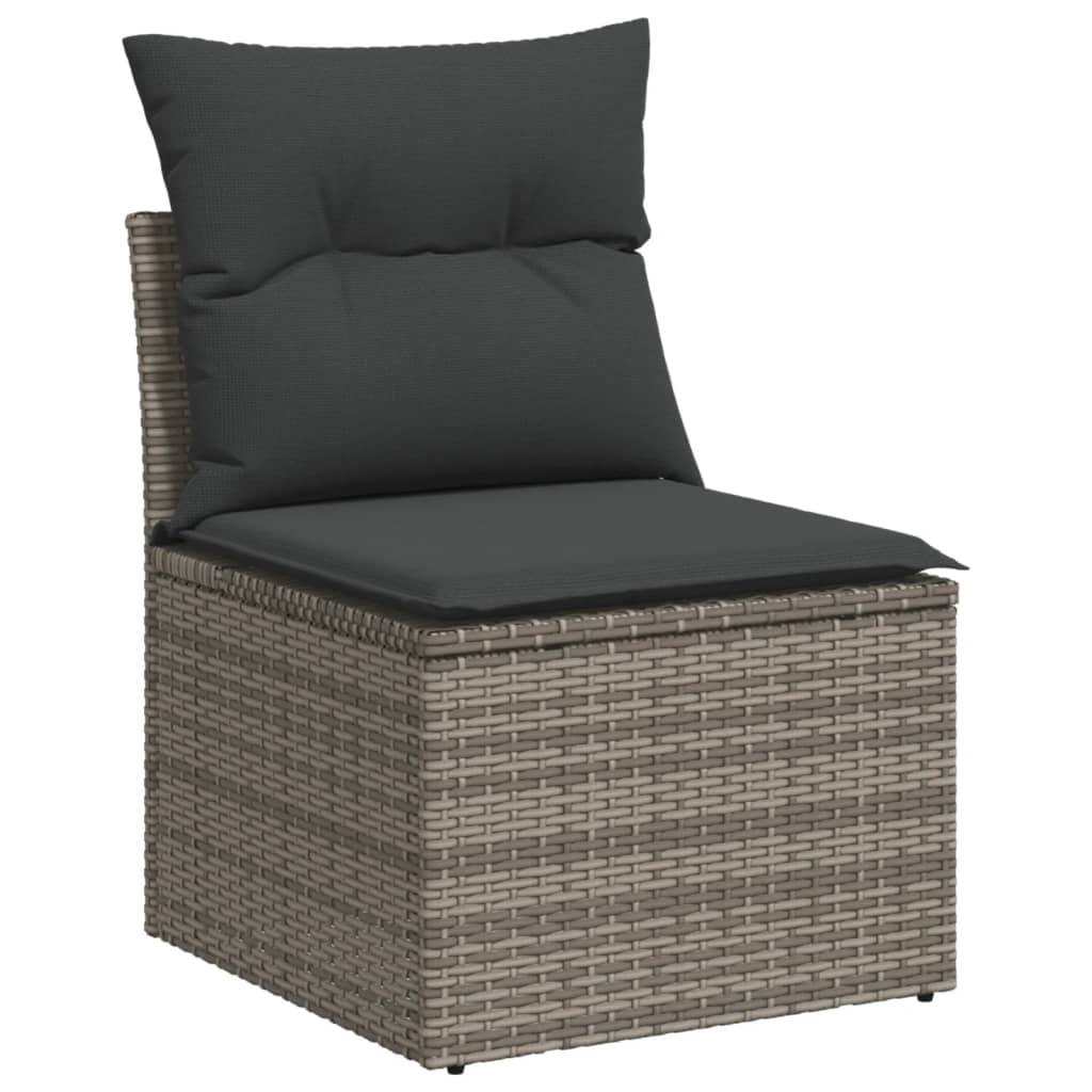 7 részes szürke polyrattan kerti ülőgarnitúra párnákkal 4