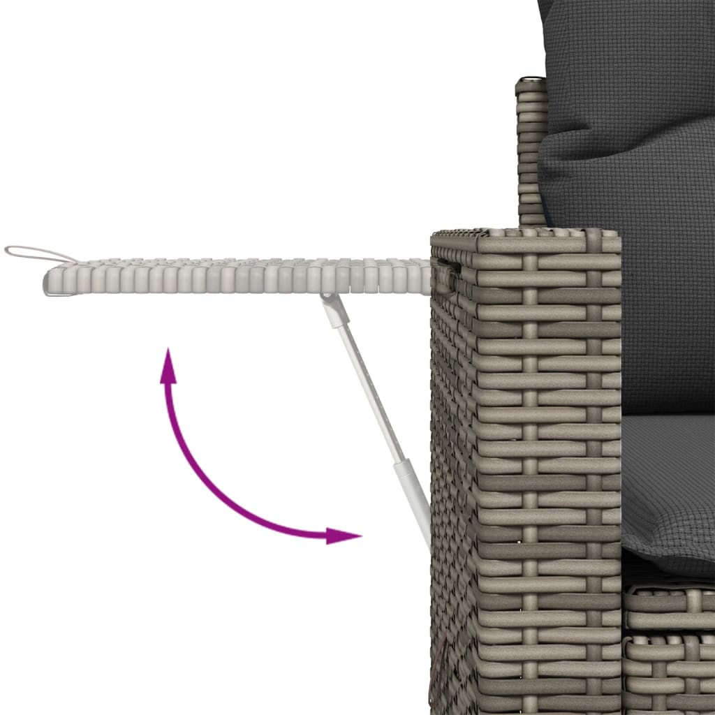 7 részes szürke polyrattan kerti ülőgarnitúra párnákkal 7