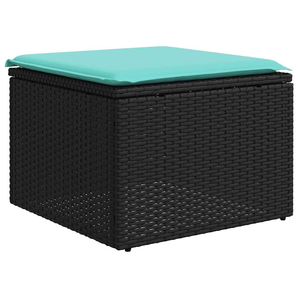 6 db fekete polyrattan kerti kanapégarnitúra párnákkal 5