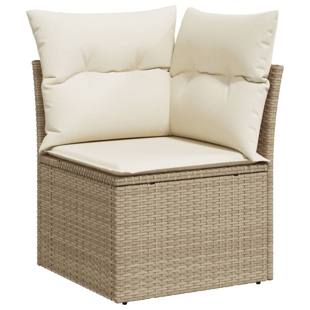 10 részes bézs polyrattan kerti ülőgarnitúra párnával 5