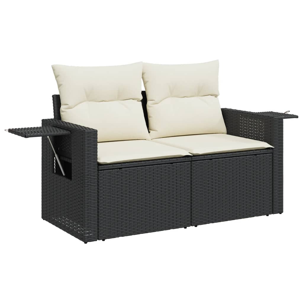 11 részes fekete polyrattan kerti ülőgarnitúra párnákkal 4