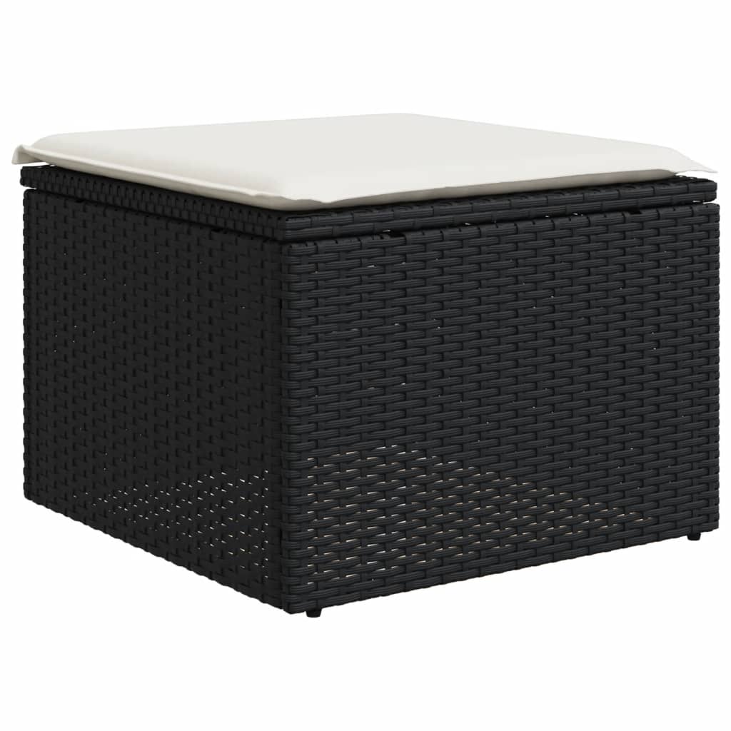 8 részes fekete polyrattan kerti ülőgarnitúra párnákkal 5