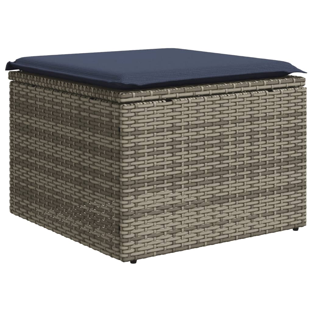 8 db szürke polyrattan kerti kanapégarnitúra párnákkal 6