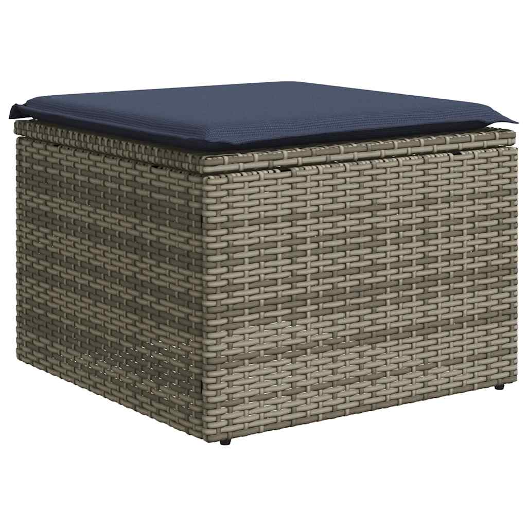 7 db szürke polyrattan kerti kanapégarnitúra párnákkal 5