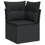 10 részes fekete polyrattan kerti ülőgarnitúra párnákkal 3