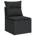 10 részes fekete polyrattan kerti ülőgarnitúra párnákkal 4