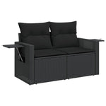 10 részes fekete polyrattan kerti ülőgarnitúra párnákkal 7