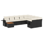 10 részes fekete polyrattan kerti ülőgarnitúra párnákkal 2