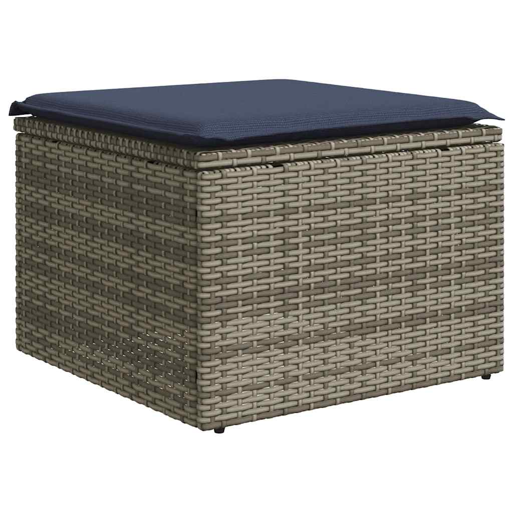 10 db szürke polyrattan kerti kanapégarnitúra párnákkal 5
