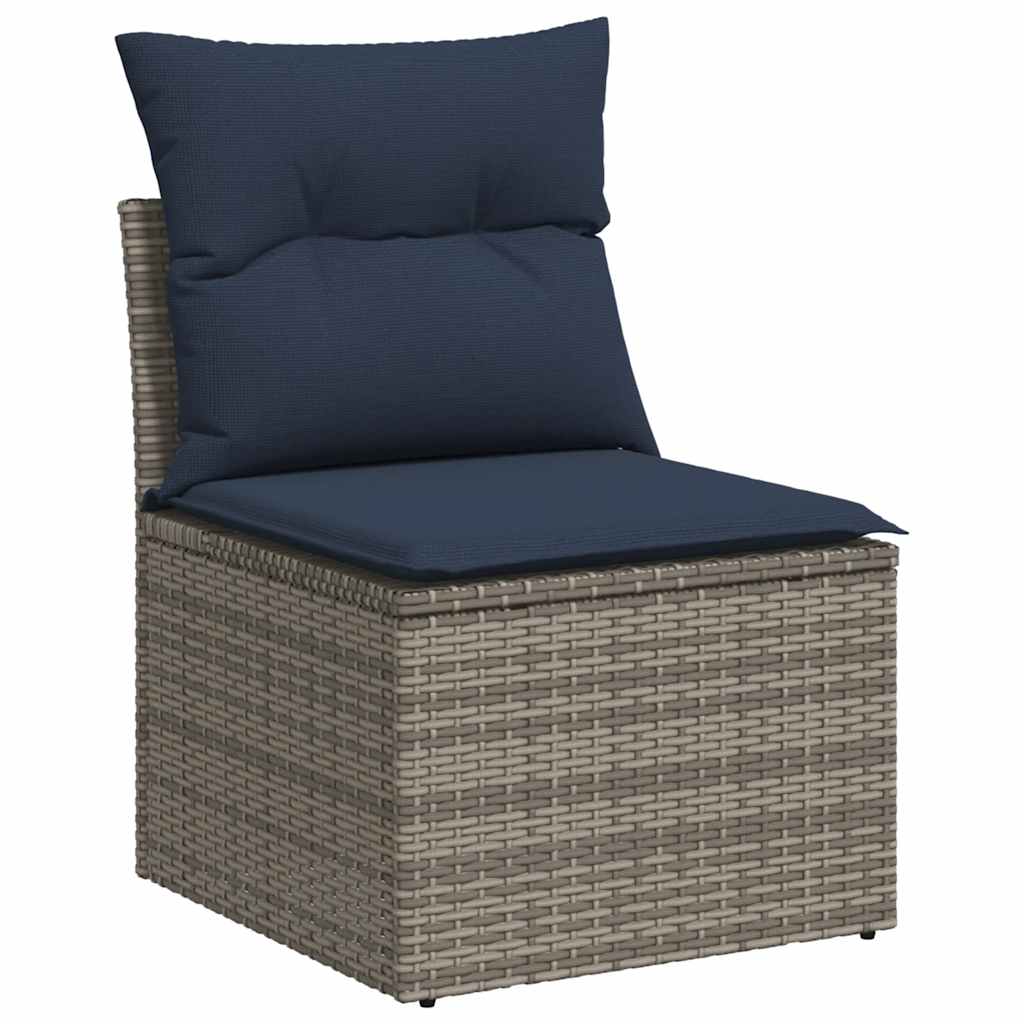 11 db szürke polyrattan kerti kanapégarnitúra párnákkal 4