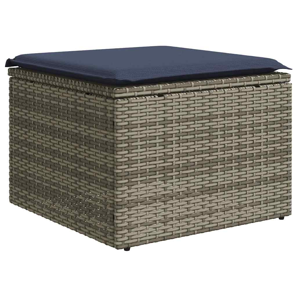 11 db szürke polyrattan kerti kanapégarnitúra párnákkal 5