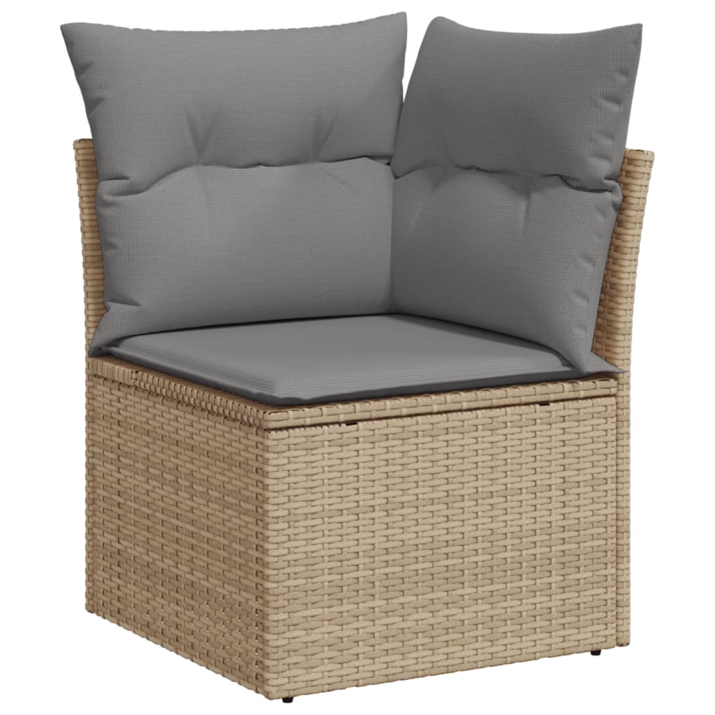 13 részes bézs polyrattan kerti ülőgarnitúra párnákkal 5