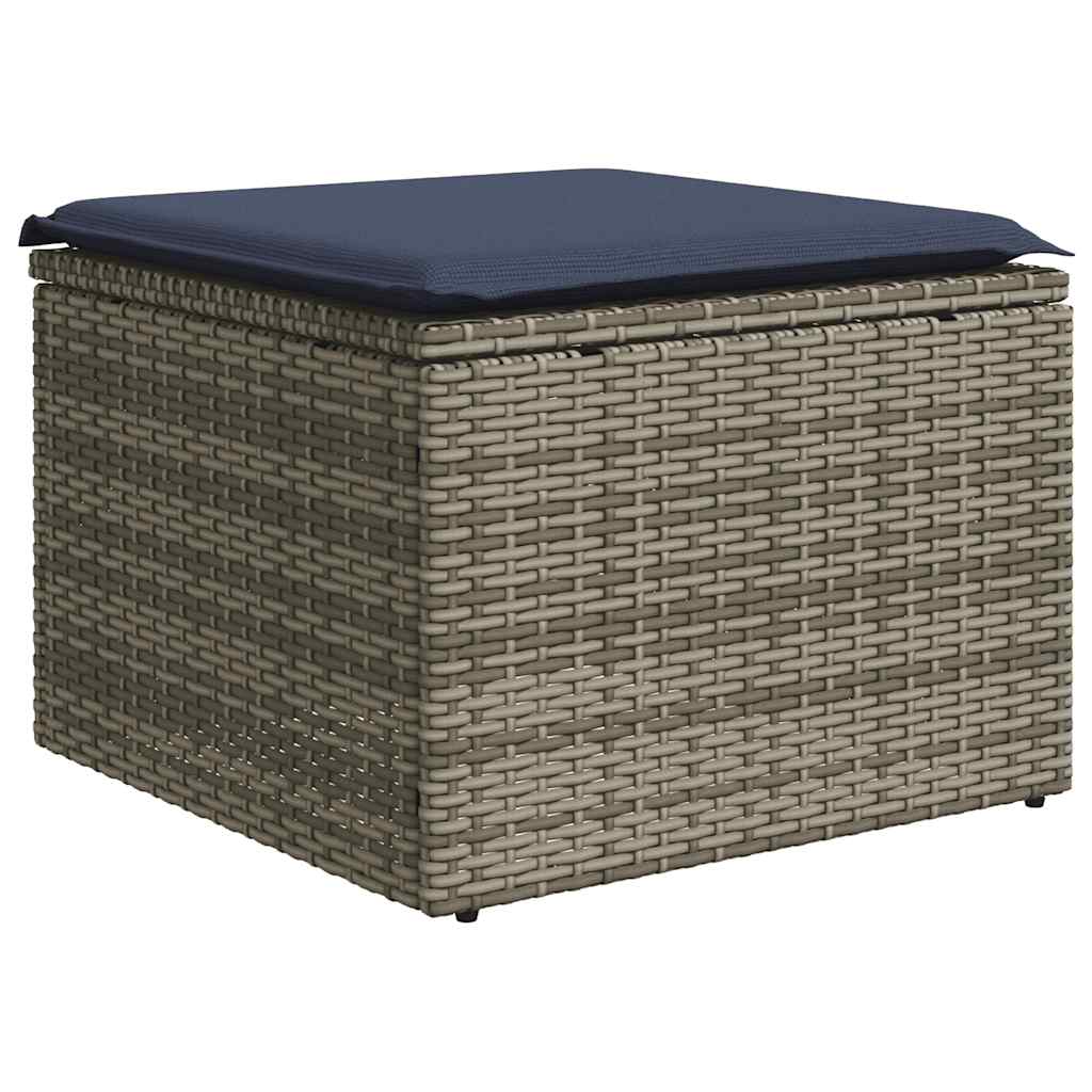 11 db szürke polyrattan kerti kanapégarnitúra párnákkal 6