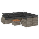 9 részes szürke polyrattan kerti ülőgarnitúra párnákkal 2