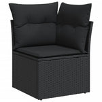11 részes fekete polyrattan kerti ülőgarnitúra párnákkal 4