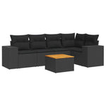6 részes fekete polyrattan kerti ülőgarnitúra párnákkal 2