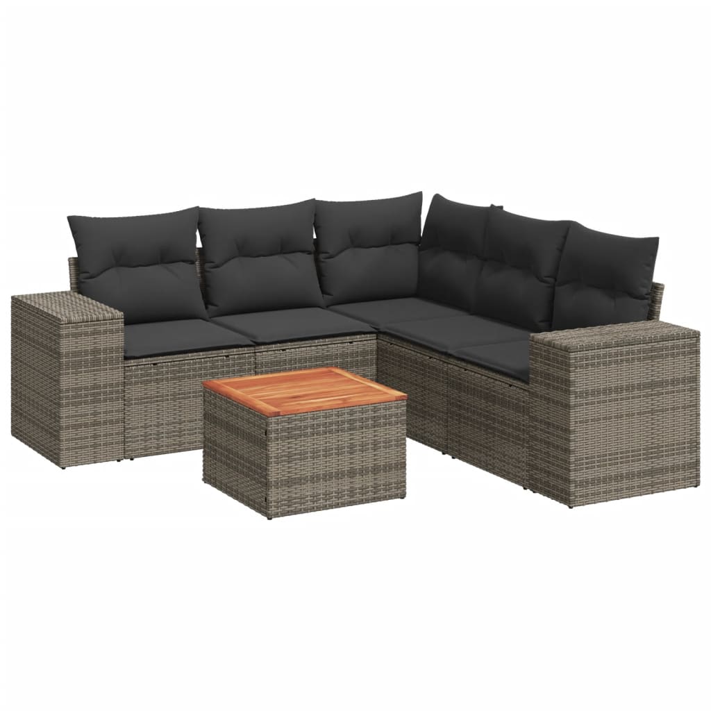 6 részes szürke polyrattan kerti ülőgarnitúra párnákkal 2