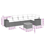 7 részes fekete polyrattan kerti ülőgarnitúra párnával 3