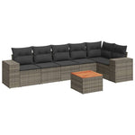 7 részes szürke polyrattan kerti ülőgarnitúra párnákkal 2
