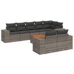 9 részes szürke polyrattan kerti ülőgarnitúra párnákkal 2