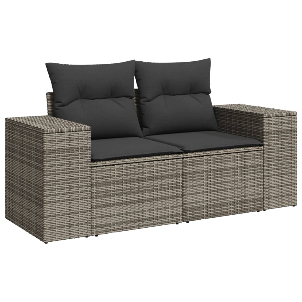 9 részes szürke polyrattan kerti ülőgarnitúra párnákkal 3