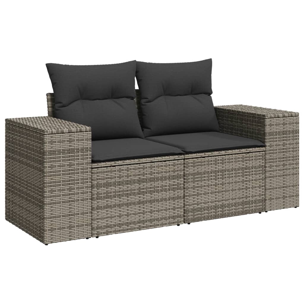 8 részes szürke polyrattan kerti ülőgarnitúra párnákkal 3