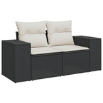 9 részes fekete polyrattan kerti ülőgarnitúra párnákkal 6