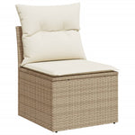 10 részes bézs polyrattan kerti ülőgarnitúra párnával 3