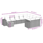 10 részes szürke polyrattan kerti ülőgarnitúra párnákkal 8