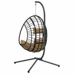 Tópszínű rattan és acél függő kagylószék állvánnyal 6