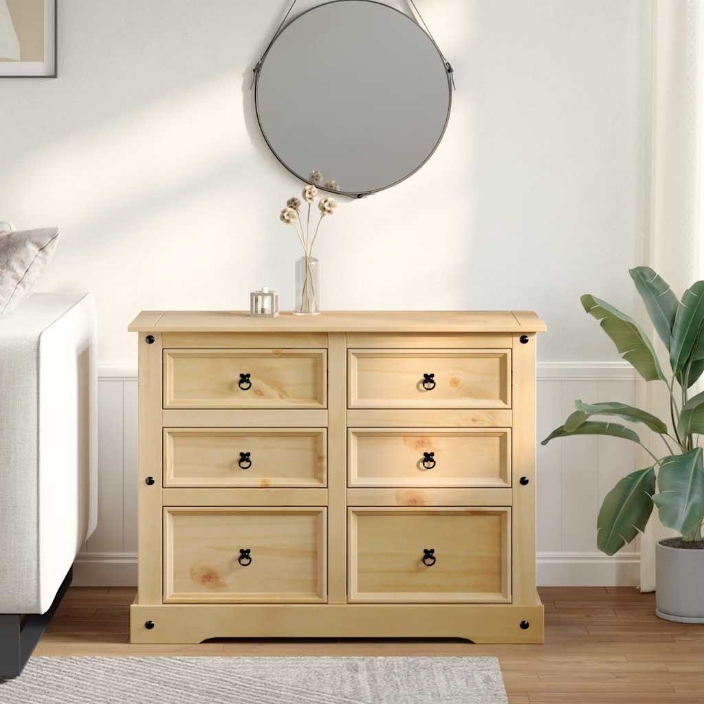 Corona tömör fenyőfa komód 112x48x91 cm 3