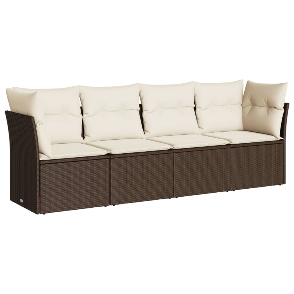 4 részes barna polyrattan kerti ülőgarnitúra párnákkal 2